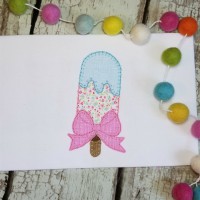 Popsicle with Bow Machine Applique Design